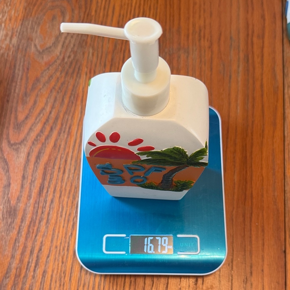 SPF 30 Suncare Lotion Decorative Dispenser with Pump - Orange & White - Picture 10 of 11